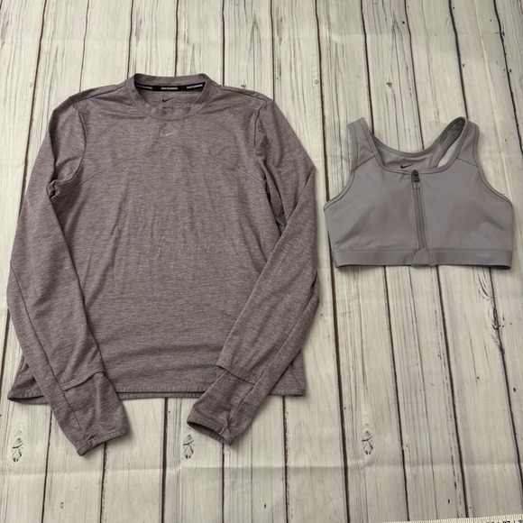 Nike Other - Womens Nike Dri-Fit Medalist Running Long Sleeve Shirt & Sports Bra Lot Small